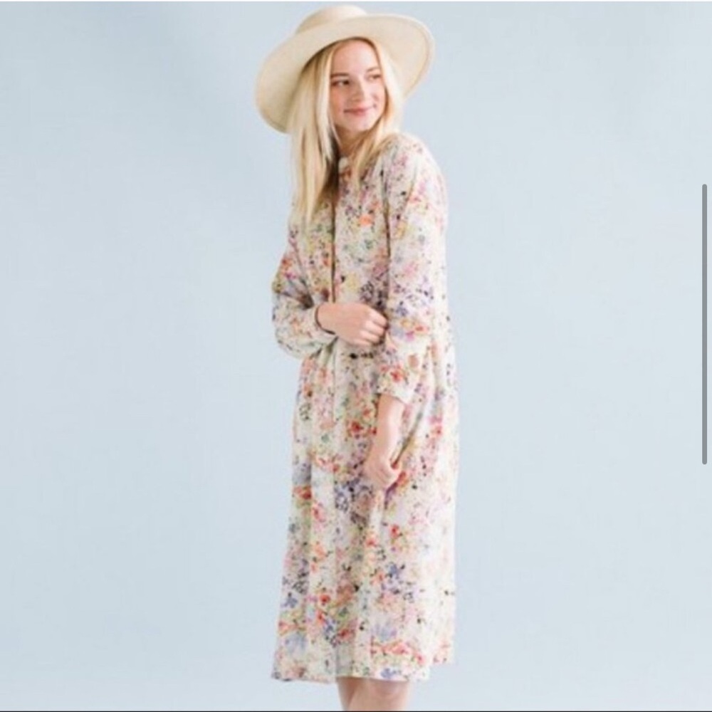 EUC Sonnet James‎ button down Poppy dress in floral watercolor Sz XS